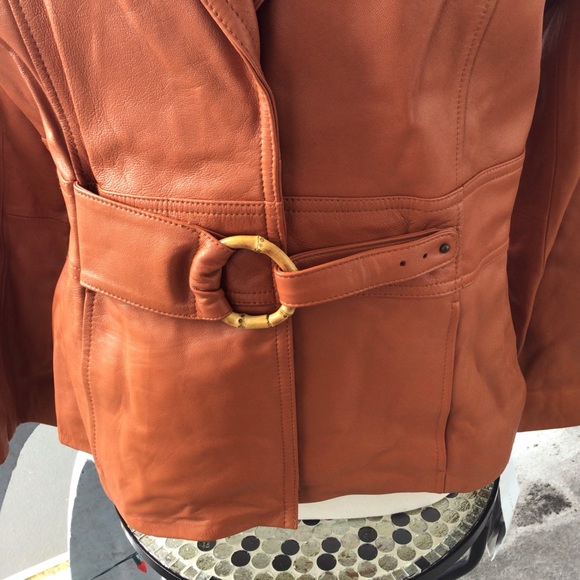 Jerry Lewis Classic Luxuries Leather Jacket with Bamboo Slip Ring Belt - NWT - Picture 14 of 16